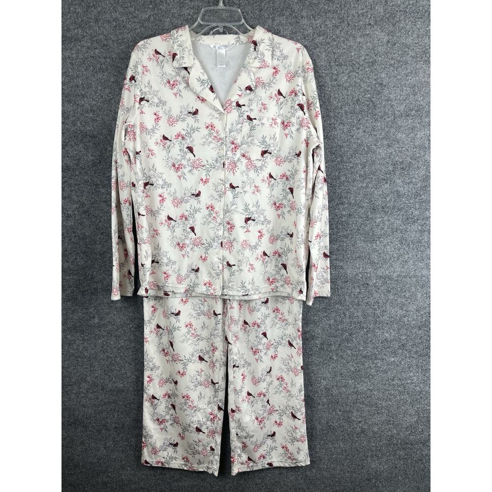 Adonna Sleepwear Size Large Spring Red Cardinal's Prints Soft - Picture 1 of 12